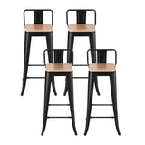 Artiss 4x Bar Stools Kitchen Counter High Chair Dining Stackable Metal Black - Side View