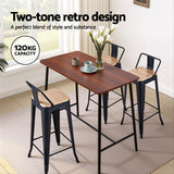 Artiss 4x Bar Stools Kitchen Counter High Chair Dining Stackable Metal Black - Top-Down View