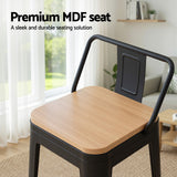 Artiss 4x Bar Stools Kitchen Counter High Chair Dining Stackable Metal Black - 45-Degree Angle