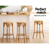 Artiss Bar Stool Rattan Seat Wooden - Side View