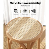 Artiss Bar Stool Rattan Seat Wooden - Top-Down View