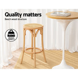 Artiss 2x Bar Stoosl Rattan Seat Wooden - 45-Degree Angle