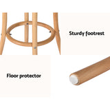 Artiss 2x Bar Stoosl Rattan Seat Wooden - Rear View