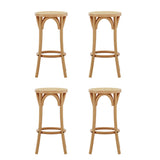 Artiss 4x Bar Stoosl Rattan Seat Wooden - Side View