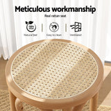 Artiss 4x Bar Stoosl Rattan Seat Wooden - Top-Down View