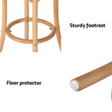 Artiss 4x Bar Stoosl Rattan Seat Wooden - 45-Degree Angle