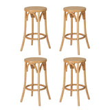 Artiss 4x Bar Stoosl Rattan Seat Wooden - Close-Up Angle