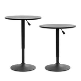 Artiss Bar Stools and Table Set 3PCS Dining Desk Kitchen Chairs Cafe Pub Black - Side View