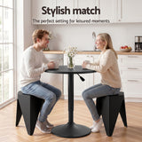 Artiss Bar Stools and Table Set 3PCS Dining Desk Kitchen Chairs Cafe Pub Black - Top-Down View