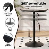 Artiss Bar Stools and Table Set 3PCS Dining Desk Kitchen Chairs Cafe Pub Black - 45-Degree Angle