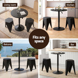 Artiss Bar Stools and Table Set 3PCS Dining Desk Kitchen Chairs Cafe Pub Black - Close-Up Angle