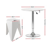 Artiss Bar Stools and Table Set 3PCS Dining Desk Kitchen Chairs Cafe Pub White - Front View