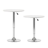 Artiss Bar Stools and Table Set 3PCS Dining Desk Kitchen Chairs Cafe Pub White - Side View