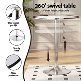 Artiss Bar Stools and Table Set 3PCS Dining Desk Kitchen Chairs Cafe Pub White - 45-Degree Angle