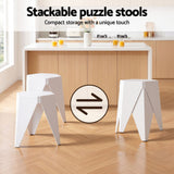 Artiss Bar Stools and Table Set 3PCS Dining Desk Kitchen Chairs Cafe Pub White - Rear View