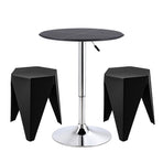 Artiss Bar Stools and Table Set 3PCS Dining Desk Kitchen Chair PVC Leather Black