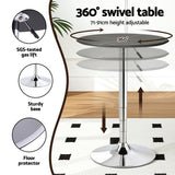 Artiss Bar Stools and Table Set 3PCS Dining Desk Kitchen Chair PVC Leather Black - Rear View