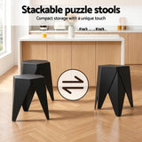 Artiss Bar Stools and Table Set 3PCS Dining Desk Kitchen Chair PVC Leather Black - Close-Up Angle