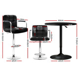 Artiss Bar Table and Stools Set Dining Desk Kitchen Chairs Cafe Pub - Front View