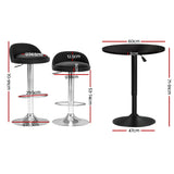 Artiss Bar Table and Stools Set Dining Desk Kitchen Chairs Cafe Pub - Front View