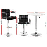 Artiss Bar Table and Stools Set Dining Desk Kitchen Chairs Cafe Pub - Front View