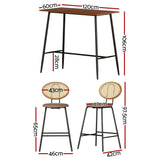 Artiss Bar Table Stools Set Dining Desk Industrial Kitchen Chairs Cafe Pub - Front View