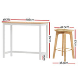 Artiss Bar Table and Stools Set Dining Desk Kitchen Chairs Cafe Pub - Front View
