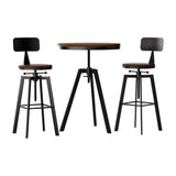 Artiss Bar Table and Stools Set Dining Desk Industrial Kitchen Chairs Cafe Pub - Side View