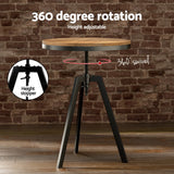 Artiss Bar Table and Stools Set Dining Desk Industrial Kitchen Chairs Cafe Pub - Rear View