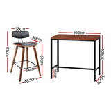 Artiss Bar Table and Stools Set Dining Desk Kitchen Chairs Cafe Pub - Front View