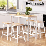 Artiss Bar Table and Stools Set Dining Desk Solid Wood Kitchen Chairs Cafe Pub - Top-Down View