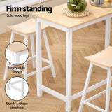 Artiss Bar Table and Stools Set Dining Desk Solid Wood Kitchen Chairs Cafe Pub - 45-Degree Angle
