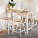 Artiss Bar Table and Stools Set Dining Desk Solid Wood Kitchen Chairs Cafe Pub - Close-Up Angle