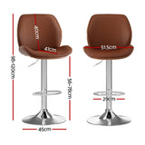 Artiss 1X Bar Stool Bentwood Swivel Adjustable Kitchen Dining Counter Stool Leather Brown - Front View