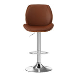 Artiss 1X Bar Stool Bentwood Swivel Adjustable Kitchen Dining Counter Stool Leather Brown - Side View