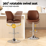 Artiss 1X Bar Stool Bentwood Swivel Adjustable Kitchen Dining Counter Stool Leather Brown - Top-Down View