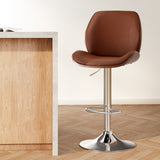Artiss 1X Bar Stool Bentwood Swivel Adjustable Kitchen Dining Counter Stool Leather Brown - Close-Up Angle