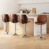 Artiss 4X Bar Stools Bentwood Adjustable Kitchen Counter Chair Leather Brown - Close-Up Angle