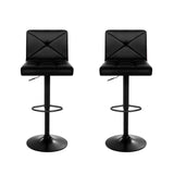 Artiss 2x Bar Stools Kitchen Dining Chairs Gas Lift Stool Leather Black - Side View