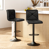Artiss 2x Bar Stools Kitchen Dining Chairs Gas Lift Stool Leather Black - Low Angle