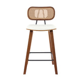 2x Artiss Bar Stools Kitchen Counter Rattan Chairs PU Leather Padding - Side View