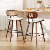 2x Artiss Bar Stools Kitchen Counter Rattan Chairs PU Leather Padding - Close-Up Angle