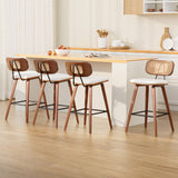 4x Artiss Bar Stools Kitchen Counter Rattan Chairs PU Leather Padding - Close-Up Angle