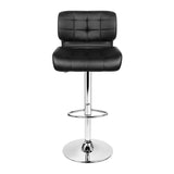 Artiss 2x Bar Stools Gas Lift Leather Padded Stool Black - Side View