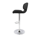 Artiss 2x Bar Stools Gas Lift Leather Padded Stool Black - Top-Down View