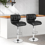 Artiss 2x Bar Stools Gas Lift Leather Padded Stool Black - Low Angle