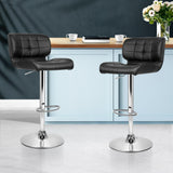 Artiss 2x Bar Stools Gas Lift Leather Padded Stool Black - Extra Image