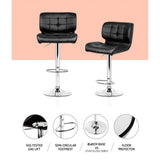 Artiss 4x Bar Stools Gas Lift Leather Padded Black - 45-Degree Angle