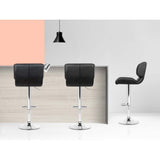 Artiss 4x Bar Stools Gas Lift Leather Padded Black - Rear View
