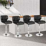 Artiss 4x Bar Stools Gas Lift Leather Padded Black - Low Angle